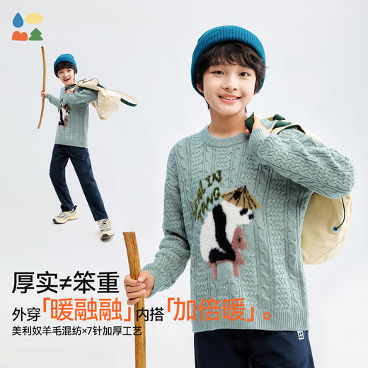 【动物麻花毛衣】森林棠25秋冬新款儿童彩色卡通图案柔软厚实针织毛衣80612506 商品图2