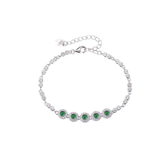 【烟雨点翠】S925纯银翡翠几何圆珠手链【CW-SL11765】 商品图4