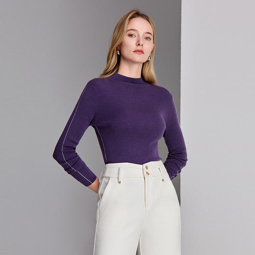 EITIE爱特爱小立领套头薄衫多色可选针织衫8401104 商品图5