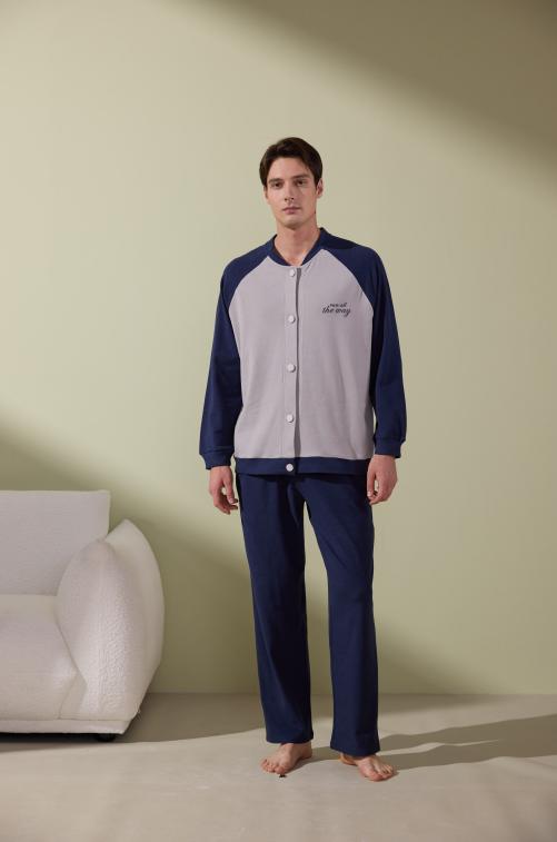 【第二件 0 元｜ 满2件 5 折】【秀黛】男款/女款撞色开衫套装男士/女士春秋长袖睡衣家居服S3550019TS3551022T【门店同款】 商品图9