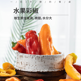 水果彩椒（颜色随机）| 来自于荷兰杂交新品种，产区云南，肉质肥厚，清甜多汁，生吃毫无违和感，可煮、炒、烤、蒸或烧烤，或作为沙拉配菜，开胃菜。⭐️顺丰快递
