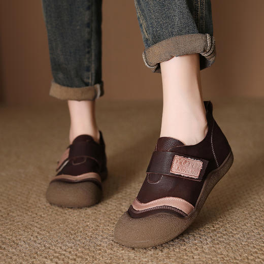 FR 85111民族风拼色魔术贴休闲平底单鞋 商品图2