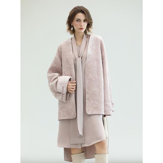 COCOBELLA轻奢仿醋酸飘带连衣裙秋冬缎面中长款衬衫裙FR3240 商品图1