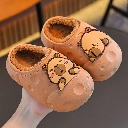11.11限时秒杀❗️❗️【防水耐脏！加厚鞋底】不怕寒冷，细腻柔软，卡皮巴拉冬季儿童棉拖鞋男童保暖加绒防水中大童小孩居家包跟棉鞋。rb 商品图8