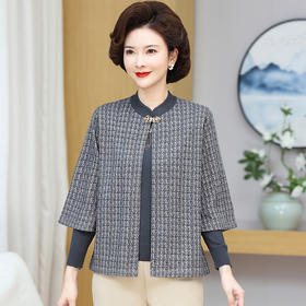 W050-3116真两件套-90-168春秋新品妈妈装两件套宽松中老年针织套装外套秋季上衣毛衣女