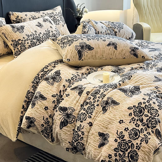 自然醒美拉德风格雕花牛奶绒四件套QJ 商品图4