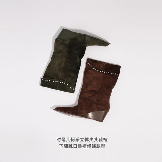 lost in echo2025早秋新款波西米亚层次堆褶显瘦精致烫钻西部靴女 商品图1