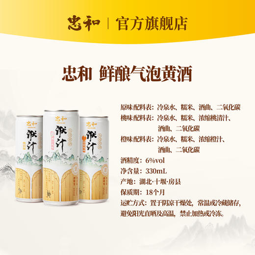 6%vol/330ml忠和洑汁气泡酒（原味、桃味、橙味） 商品图5