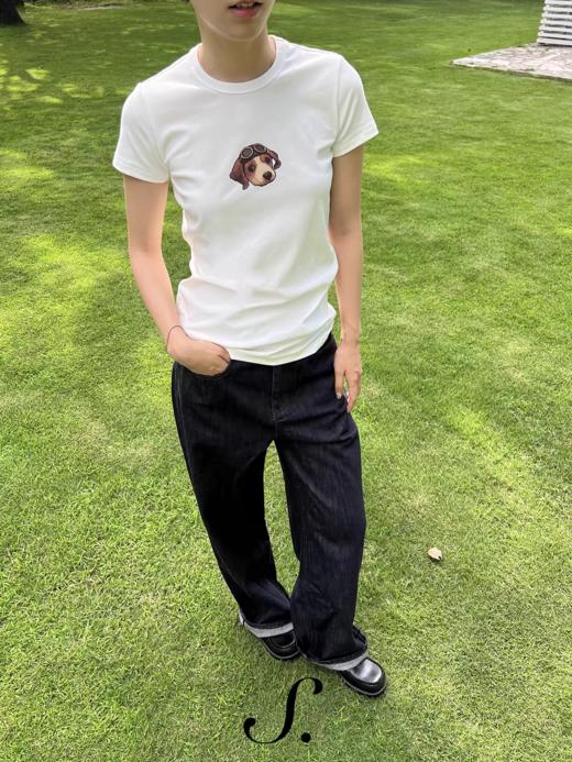 shyshystill/shy202504039/“飞行员小狗”棉质亲肤柔软弹力印花短袖 商品图3