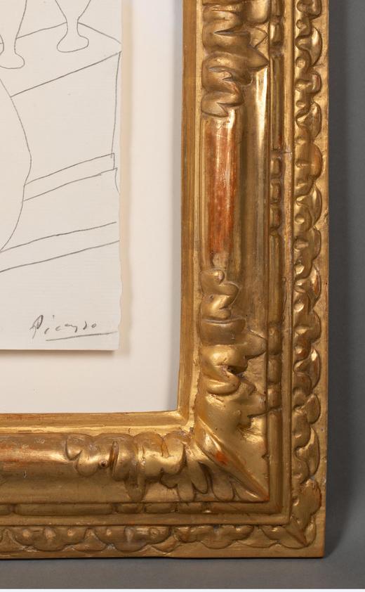 独角鹿西洋古董西班牙艺术巨匠毕加索签名创作出品纸本铅笔版画 商品图3