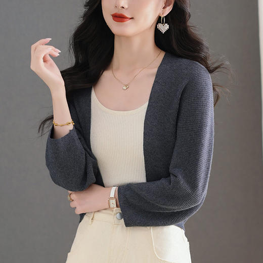雀说洋气毛衣外套新款针织开衫高级感小个子短款小披肩女外搭AL9305 商品图4