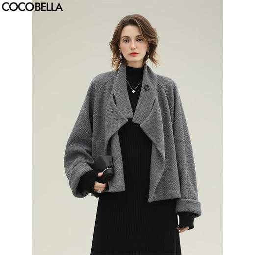 COCOBELLA气质灰短款休闲羊毛大衣2025冬新款毛呢外套WL3203 商品图0