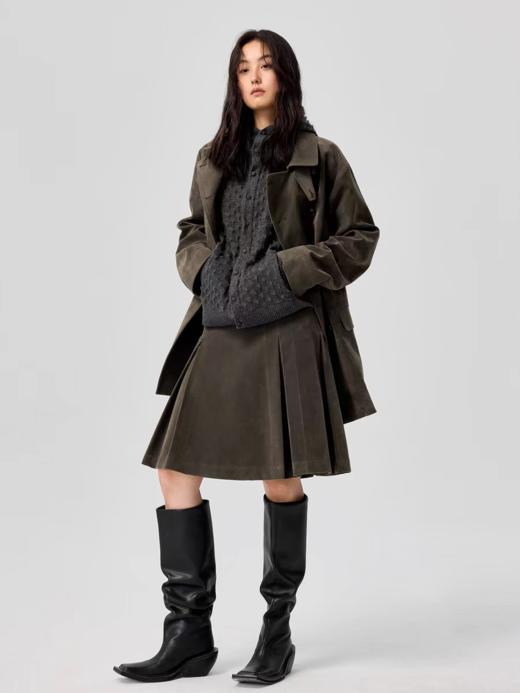 Simple Project/K25165/麂皮感工字褶半裙 商品图4