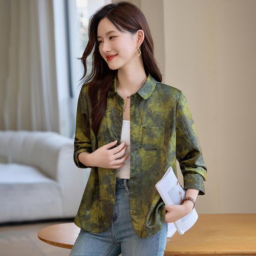 雀说新中式国风衬衫女款新款长袖轻奢高级感减龄洋气小衫AL6606 商品图3