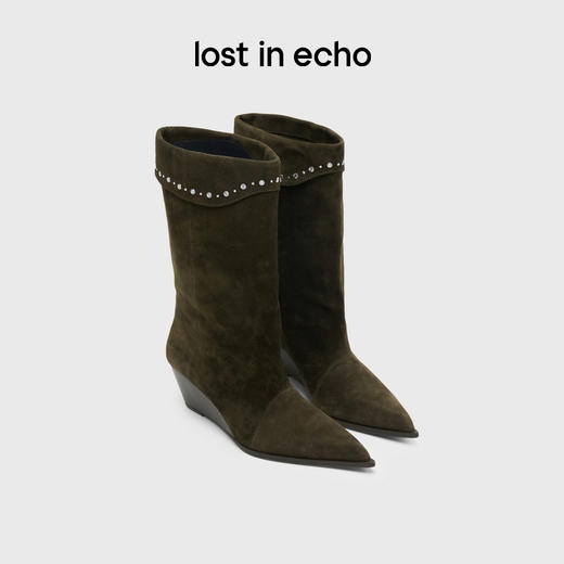 lost in echo2025早秋新款波西米亚层次堆褶显瘦精致烫钻西部靴女 商品图0