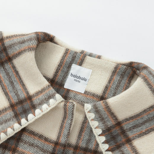 巴拉巴拉童装儿童棉衣女童外套秋冬季中大童棉服保暖翻领格纹时尚 商品图3