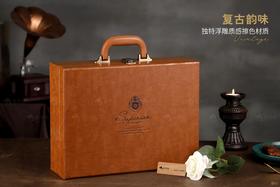 复古棕大双支皮木盒