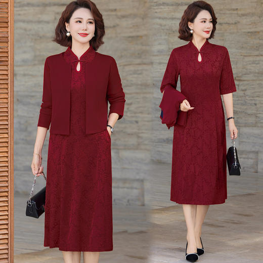 FW 6179妈妈装连衣裙套装气质优雅两件套 商品图0