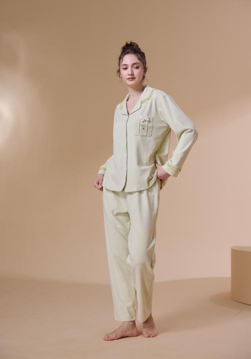 【第二件 0 元｜ 满2件 5 折】【秀黛】女菠萝格翻领套装女士睡衣家居服S3551019T【门店同款】 商品图7