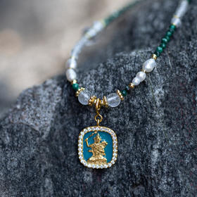 文殊孔雀石细吊坠项链 | 万物叁仟