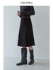 ForPoem 现货 25/FW原创设计中腰微喇工字褶黑色羊毛中裙半身裙 商品缩略图0