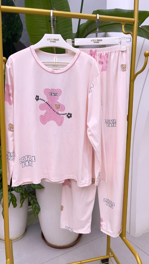 长袖长裤拉架棉圆领套头睡衣1415320 商品图2