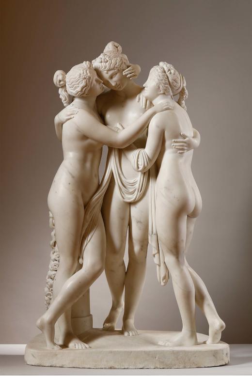 独角鹿西洋古董法国出品致敬安东尼奥·卡诺瓦经典版本卡拉拉大理石雕塑作品《美惠三女神》 商品图0