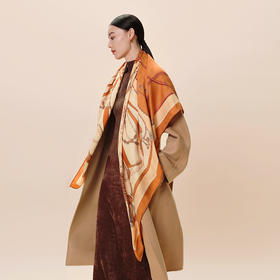 万事利“百福结”128厘米双面印花丝羊毛围巾