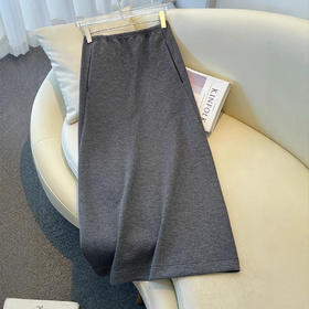 百媚生 松紧高腰直筒裙中长款休闲包臀裙0831-17