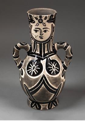 独角鹿西洋古董西班牙艺术巨匠毕加索与法国Madoura工坊合作出品限量装饰陶瓶「Vase deux Anses Hautes (A.R.213) 双高耳壶 213」