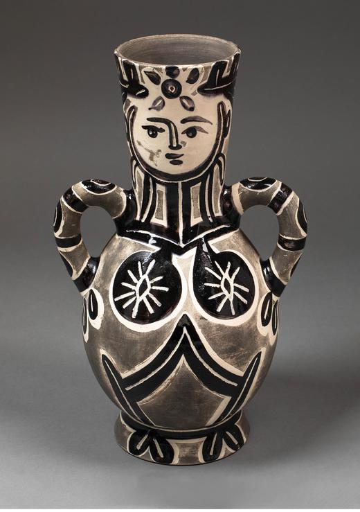 独角鹿西洋古董西班牙艺术巨匠毕加索与法国Madoura工坊合作出品限量装饰陶瓶「Vase deux Anses Hautes (A.R.213) 双高耳壶 213」 商品图0