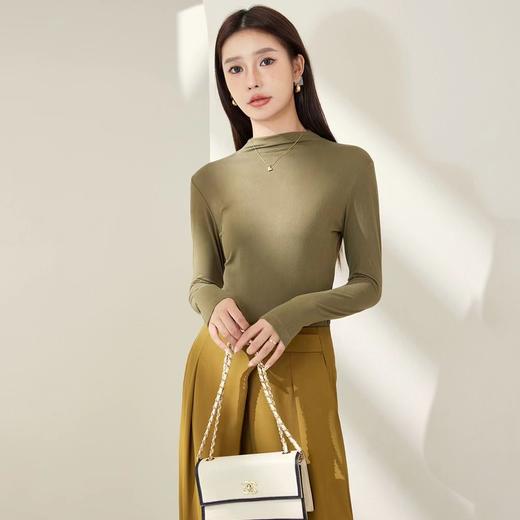 【百搭保暖❗️八色面膜打底衫】舒适简约，修身显瘦，搭配毛衣、衬衫、外套都超好看！女秋季长袖薄外穿半高领打底上衣 商品图5