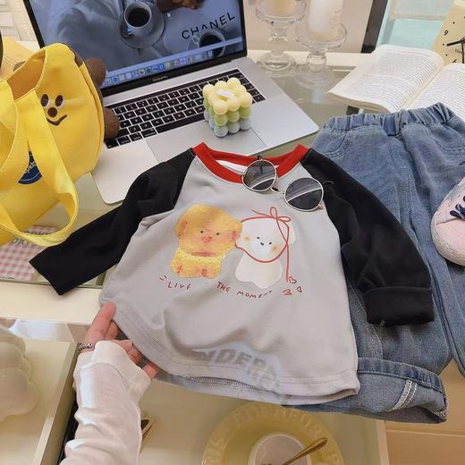 【🥰绝美穿搭39.9元任选3件 】90-160码儿童插肩撞色秋冬款长袖T恤卡通洋气上衣聚 商品图3