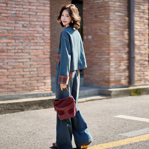 HR XPH5891韩版拼接钉珠设计感小香风套装 商品图3