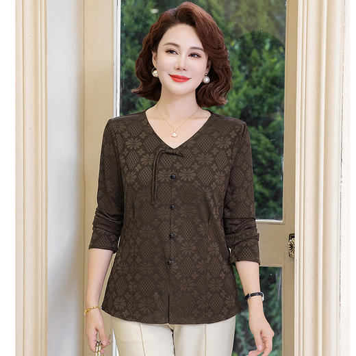 FW 6177长袖T恤宽松新中式上衣洋气小衫 商品图3