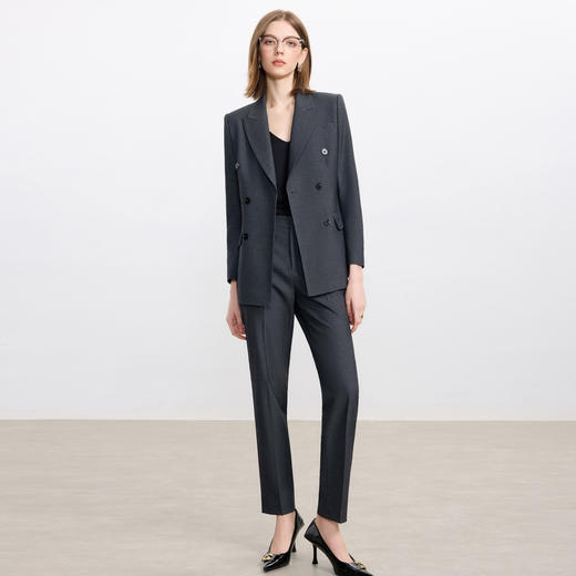 IWY/碳灰色羊毛秋冬西装套装女高级感职业正装气质女神范通勤两件套商务西装 CP2352 商品图0
