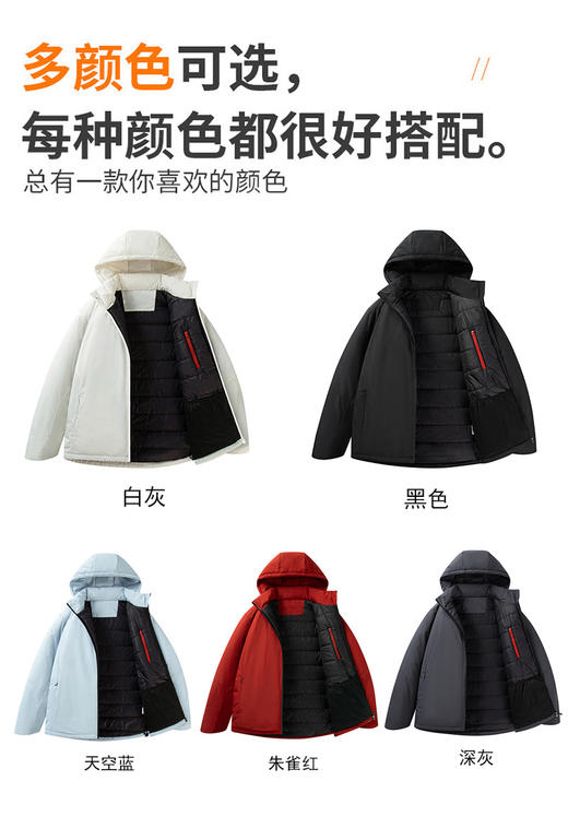 上身轻盈无感 防风防水锁温保暖连帽男女款棉衣防刮耐磨情侣款轻量化棉服BSF8288 商品图3