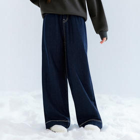 笛莎Deesha 童装女童裤子2025冬新款女童休闲原色牛仔阔腿裤