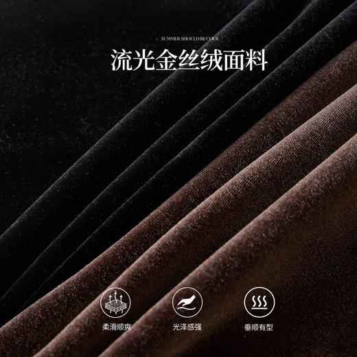 【09/10新品】熙世界奢感复古金丝绒阔腿裤女秋冬新款高腰休闲窄版直筒丝绒长裤 商品图3