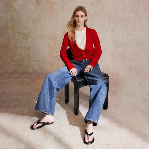 C+IMPRESS/西嘉羊毛假两件针织衫开衫女秋季新款复古长袖针织上衣 商品图2