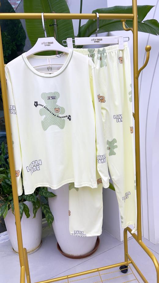 长袖长裤拉架棉圆领套头睡衣1415320 商品图3