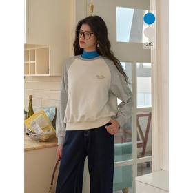 SimpleRetro复古原创刺绣圆领撞色套头卫衣女