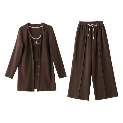 HR YQH99911韩系气质复古马甲套装洋气时髦阔腿裤三件套 商品图4