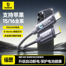 倍思 灵犀系列 智能断电快充数据线Type-C to Type-C 100W