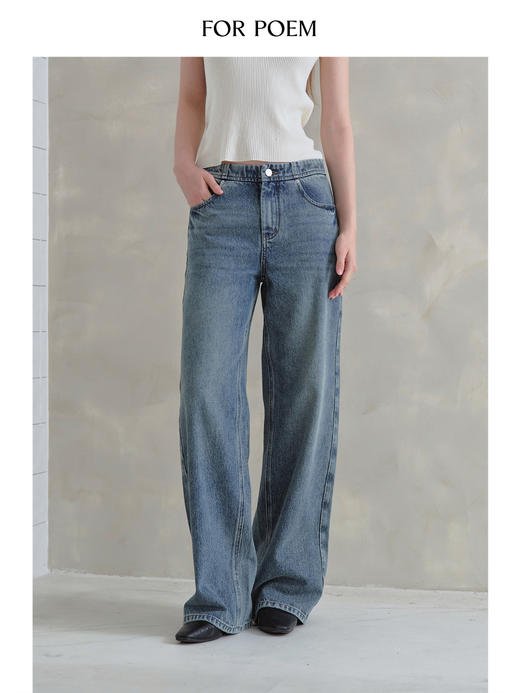 ForPoem 现货 25/FW原创设计刺绣logo贴布经典直筒复古休闲牛仔裤 商品图0