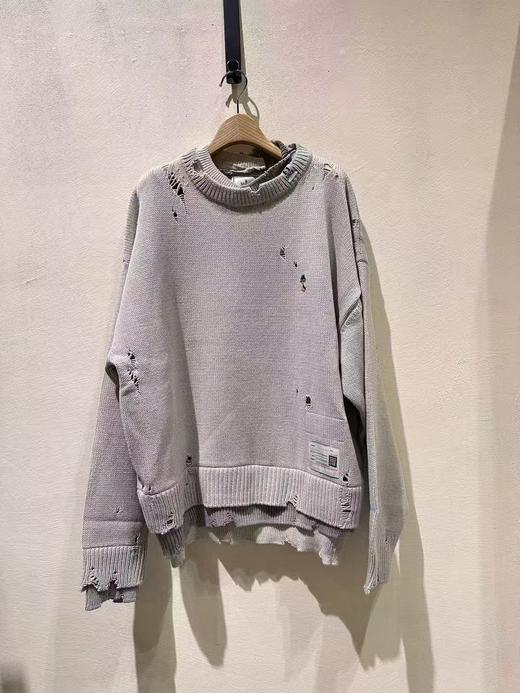 中性款破洞长袖针织毛衣019 商品图0