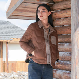 谜底两面穿短款羽绒服2025秋新款复古百搭翻领轻薄羽绒257MY8805