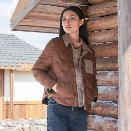 谜底两面穿短款羽绒服2025秋新款复古百搭翻领轻薄羽绒257MY8805 商品图0