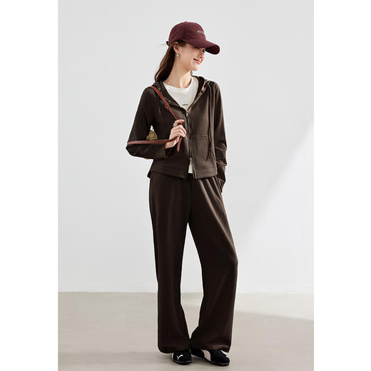 珞炫/LOFTSHINE  VICTORIA&VERA2025新款米色连帽拉链卫衣阔腿裤套装女休闲运动风两件套 商品图0