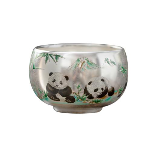 熊猫银瓷杯足银999 商品图0